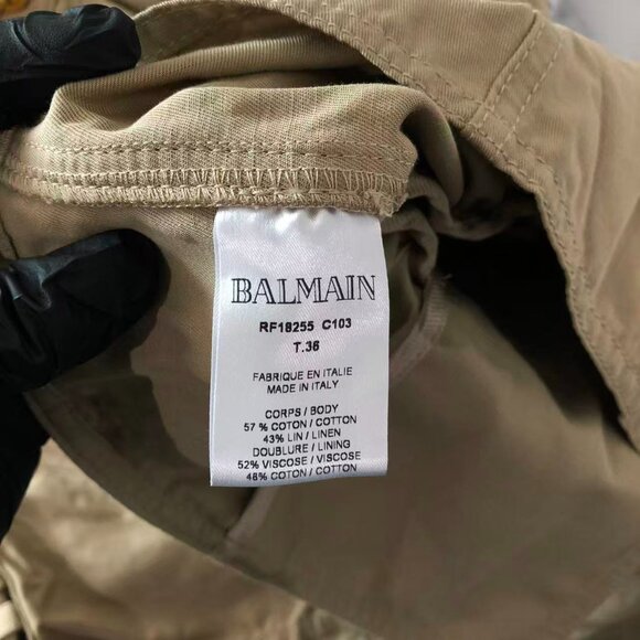 Balmain Tan Bomber Jacket with Gold Accents - Picture 4 of 6